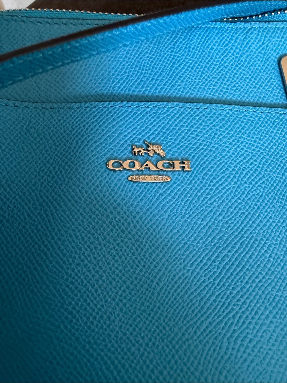 COACH Pebbled Leather Crossbody in Turquoise Blue - Picture 2 of 13